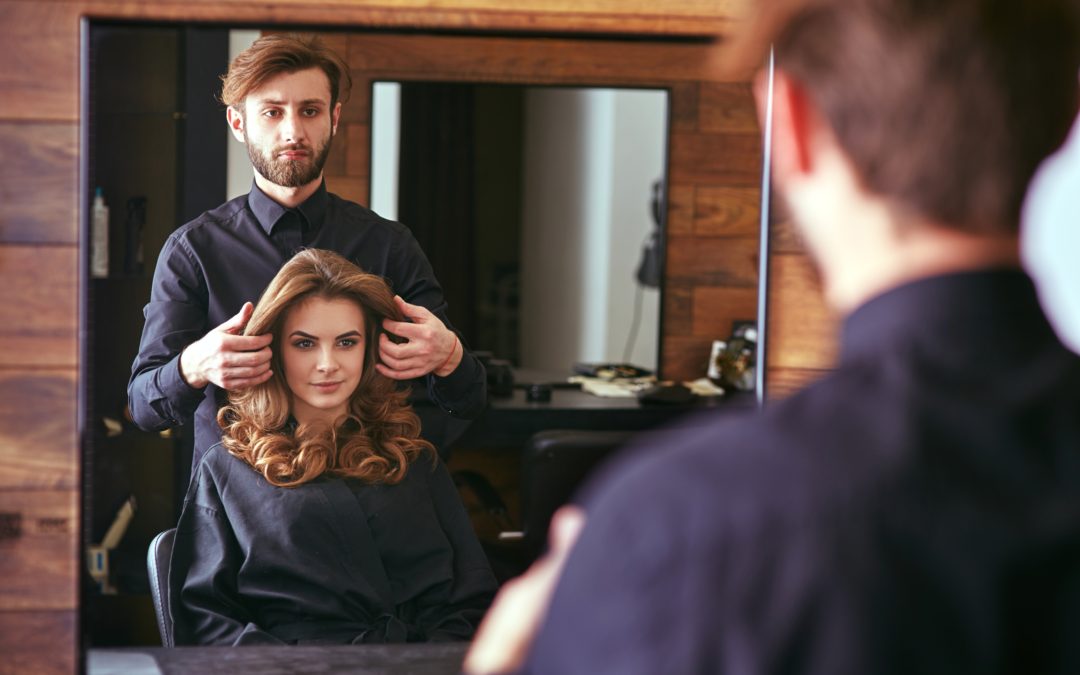 Women's haircut. hairdresser, beauty salon