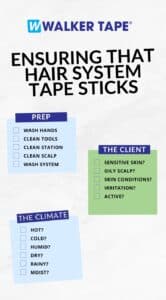 how to ensure hair system tape sticks - infographic